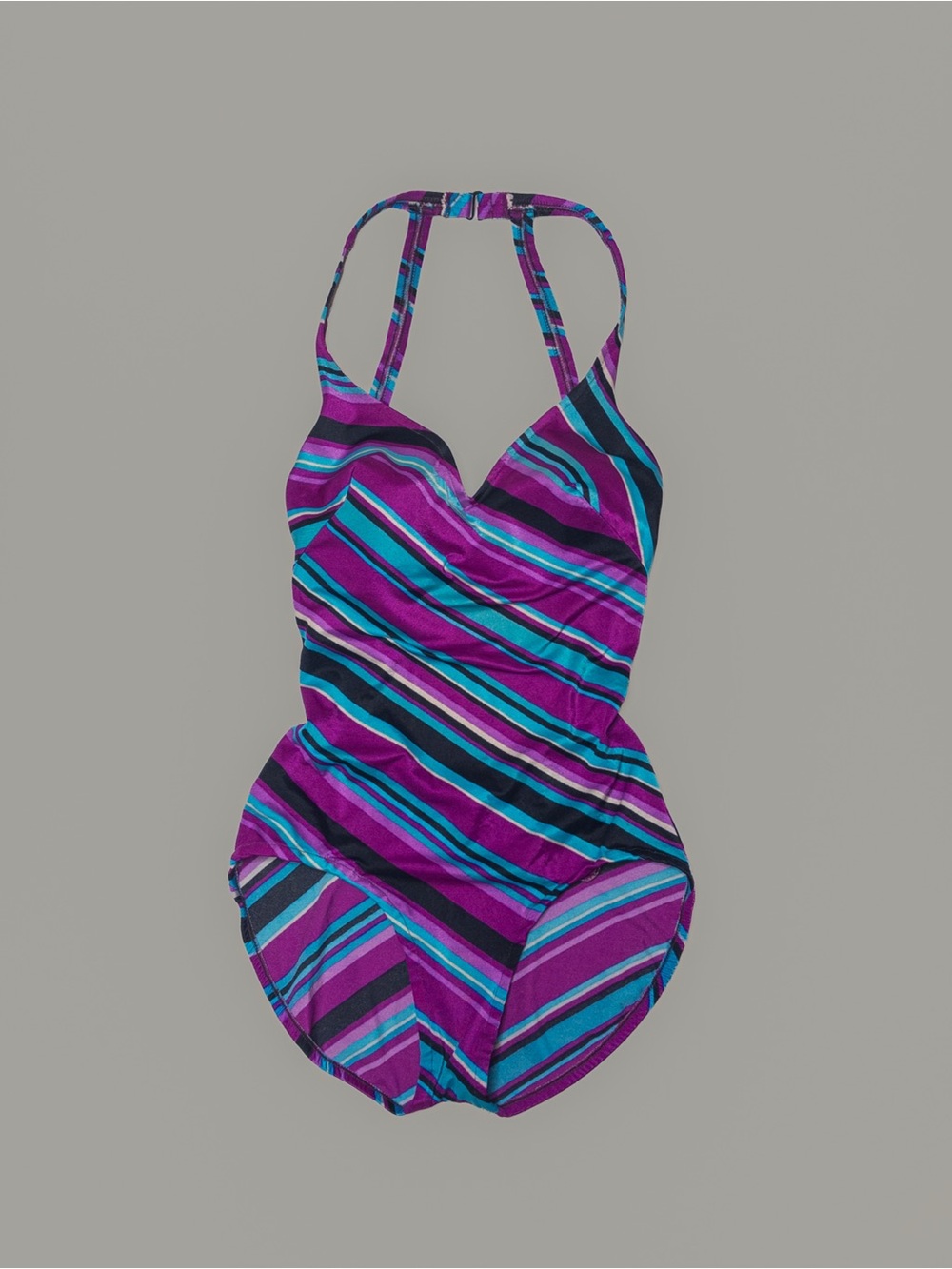 Purple Teal Black Vintage Ladies 1950’s One Piece With Cone Bra